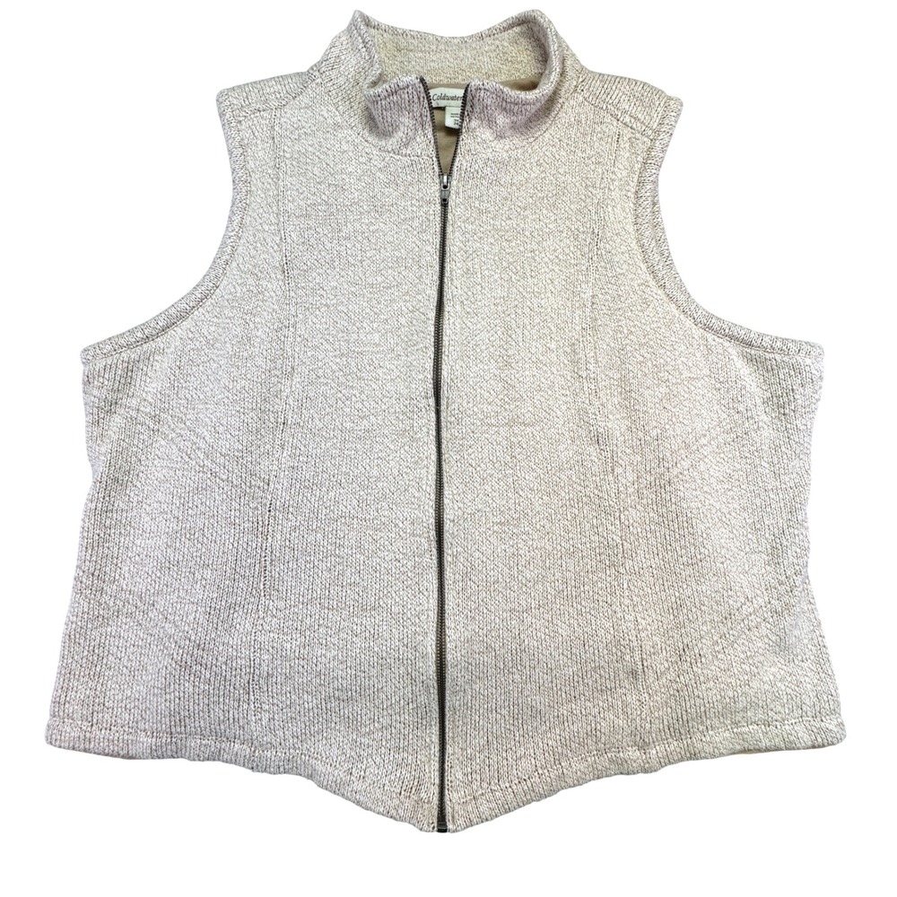 Coldwater‎ Creek Women's 3X Beige Textured Knit Zip Up Vest